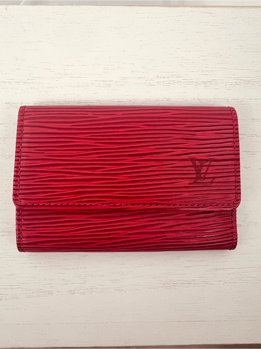 LOUIS VUITTON Red Epi Leather 6 Key Holder